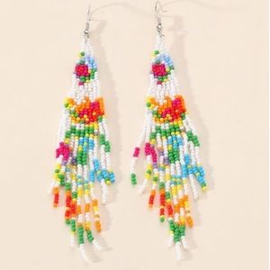 Beaded tassels drop earrings new